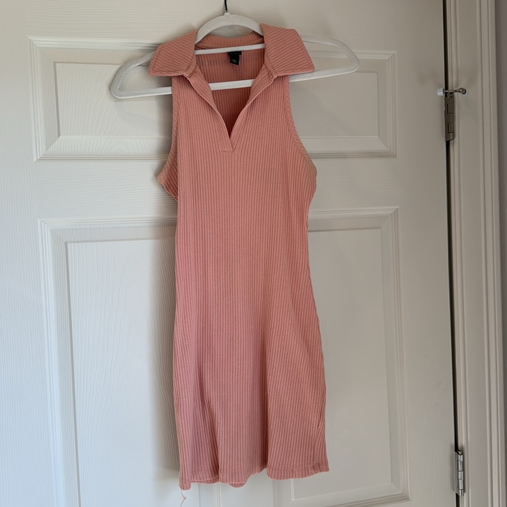 Wild Fable Women's Sleeveless Knit Bodycon Polo Dress - Coral Size S